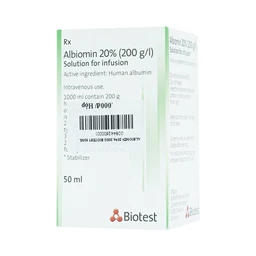 Dịch truyền Albiomin 20% Biotest điều trị cấp cứu trường hợp choáng do giảm thể tích máu (50ml)