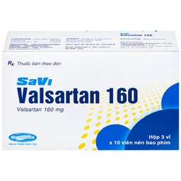 Thuốc Savi Valsartan 160 điều trị tăng huyết áp, nhồi máu cơ tim (3 vỉ x 10 viên)
