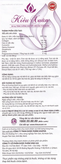 Thực phẩm bảo vệ sức khỏe Kiều Xuân hỗ trợ tăng cường nội tiết tố nữ (2 vỉ x 10 viên) 8