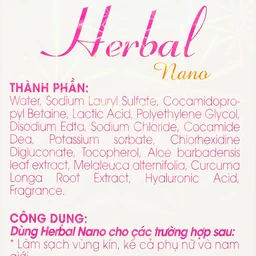 Gel vệ sinh phụ nữ Herbal Nano Vinapharma giúp vệ sinh, khử mùi, bảo vệ vùng kín (105g)
