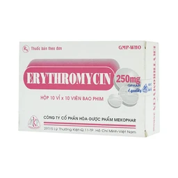Thuốc Erythromycin 250mg Mekophar điều trị nhiễm khuẩn (10 vỉ x 10 viên)