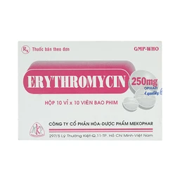 Thuốc Erythromycin 250mg Mekophar điều trị nhiễm khuẩn (10 vỉ x 10 viên)