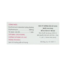 Thuốc Erythromycin 250mg Mekophar điều trị nhiễm khuẩn (10 vỉ x 10 viên)