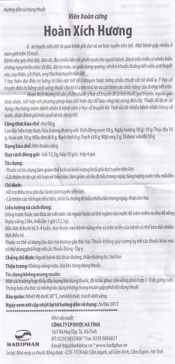 Thuốc Hoàn Xích Hương Hadiphar điều trị u phì đại lành tính tuyến tiền liệt (10 gói)