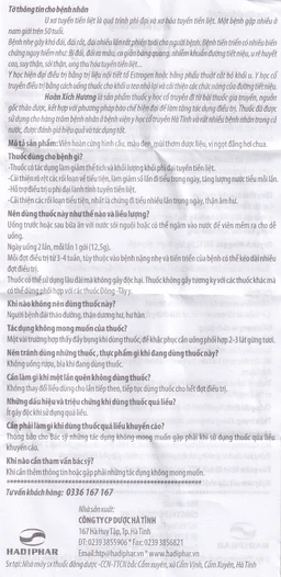 Thuốc Hoàn Xích Hương Hadiphar điều trị u phì đại lành tính tuyến tiền liệt (10 gói)