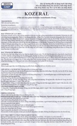Viên nén Kozeral 10mg DaviPharm điều trị đau vừa tới nặng sau phẫu thuật (6 vỉ x 10 viên)