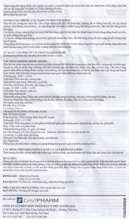 Viên nén Kozeral 10mg DaviPharm điều trị đau vừa tới nặng sau phẫu thuật (6 vỉ x 10 viên)