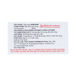 Thuốc Semozine Capsule 80mg YooYuong hỗ trợ dự phòng tái phát nhiễm khuẩn hô hấp (6 vỉ x 10 viên)