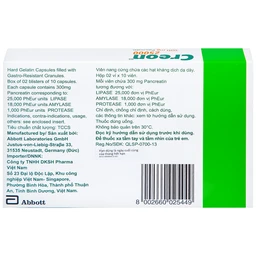 Thuốc Creon 25000 Abbott điều trị thiểu năng tụy ngoại tiết (20 viên)