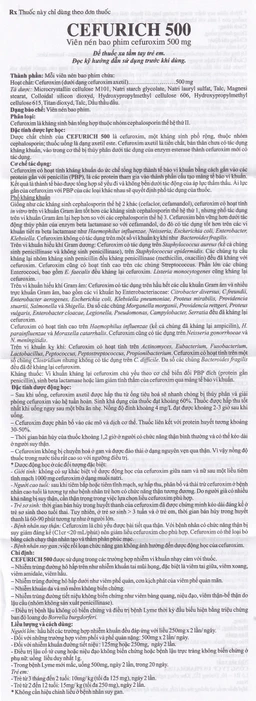 Thuốc Cefurich 500mg USP điều trị nhiễm khuẩn (2 vỉ x 5 viên)