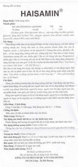 Thuốc Haisamin HDpharma tăng cường sinh lực (6 vỉ x 5 viên)