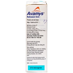 Thuốc xịt mũi Avamys 27.5mcg GSK điều trị chảy nước mũi, xung huyết mũi (30 liều xịt)