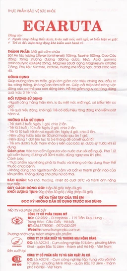 Cốm hoà tan hỗ trợ an thần Egaruta Hồng Bàng (30 gói)