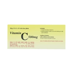 Thuốc Vitamin C 500mg Vidipha điều trị bệnh do thiếu Vitamin C (10 vỉ x 10 viên)