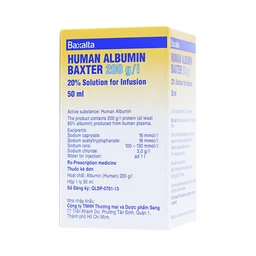 Dung dịch tiêm Human Albumin Takeda 200g/l dùng trong phục hồi và duy trì thể tích máu (50ml)