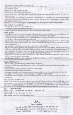 Thuốc Bactamox 1g Imexpharm điều trị nhiễm khuẩn (2 vỉ x 7 viên)