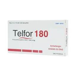 Thuốc Telfor 180 DHG điều trị triệu chứng của bệnh mày đay (2 vỉ x 10 viên)