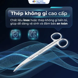 Kéo cong 2 đầu nhọn size 16cm dùng cắt gòn thay băng cho bệnh nhân 5