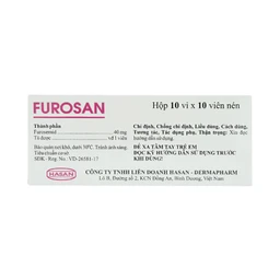 Thuốc Furosan 40mg Hasan điều trị phù, tăng huyết áp nhẹ hay trung bình (10 vỉ x 10 viên)