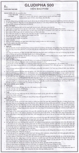 Thuốc Gludipha 500 Vidipha điều trị đái tháo đường típ 2 (5 vỉ x 10 viên)