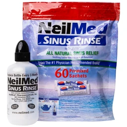 Bộ rửa mũi Neilmed Sinus Rinse (1 bình + 60 gói) làm sạch và ngăn ngừa viêm xoang, viêm mũi dị ứng
