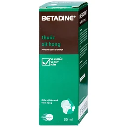 Thuốc xịt họng Betadine Throat Spray điều trị bệnh nhiễm trùng cấp tính niêm mạc miệng, họng (50ml)