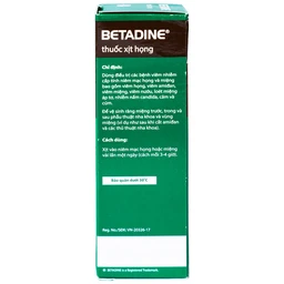 Thuốc xịt họng Betadine Throat Spray điều trị bệnh nhiễm trùng cấp tính niêm mạc miệng, họng (50ml)
