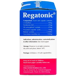 Thuốc Regatonic Phil hỗ trợ điều trị bệnh lý cận thị, quáng gà, mỏi mắt, giảm thị lực (6 vỉ x 10 viên)