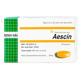 Thuốc Aescin 20mg điều trị thiểu năng tĩnh mạch mãn tính, giãn tĩnh mạch chân, trĩ (3 vỉ x 30 viên)