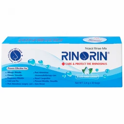 Bột pha rửa mũi Rinorin (30 gói x 2.4g) vệ sinh mũi hàng ngày do cảm cúm, viêm xoang, viêm mũi dị ứng
