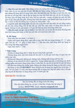 Bột pha rửa mũi Rinorin (30 gói x 2.4g) vệ sinh mũi hàng ngày do cảm cúm, viêm xoang, viêm mũi dị ứng