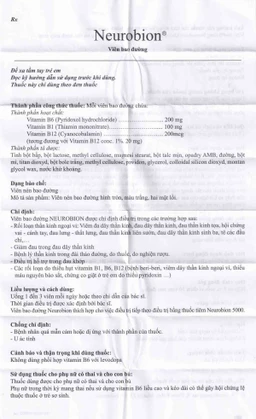 Viên nén Neurobion Merck màu xanh- điều trị rối loạn thần kinh ngoại vi (5 vỉ x 10 viên)
