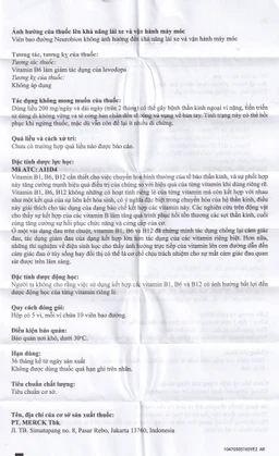 Viên nén Neurobion Merck màu xanh- điều trị rối loạn thần kinh ngoại vi (5 vỉ x 10 viên)