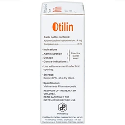 Thuốc nhỏ mũi trẻ em Otilin 0.05% Pharbaco giảm ngạt mũi, sung huyết trong viêm mũi cấp (8ml)