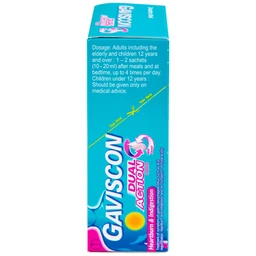 Hỗn dịch Gaviscon Dual Action Reckitt Benckiser điều trị trào ngược dạ dày, thực quản (24 gói x 10ml)
