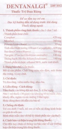 Thuốc trị đau răng Dentanalgi OPC điều trị đau răng, viêm nướu răng, nha chu (7ml)