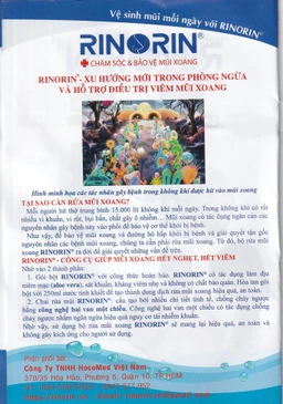 Bộ rửa mũi Rinorin (1 bình x 30 gói) chăm sóc và bảo vệ mũi xoang, viêm mũi dị ứng