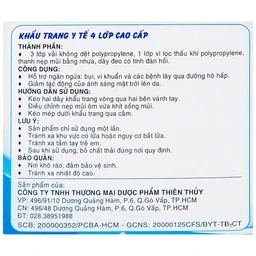 Khẩu trang 4 lớp Thiên Thủy màu xanh (50 cái) ngăn khói bụi, vi khuẩn