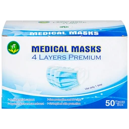 Khẩu trang 4 lớp Thiên Thủy màu xanh (50 cái) ngăn khói bụi, vi khuẩn