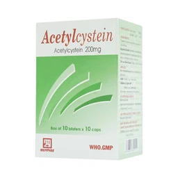 Thuốc Acetylcystein 200mg Nadyphar tiêu nhầy trong bệnh viêm phế quản, bệnh nhầy nhớt (10 vỉ x 10 viên)