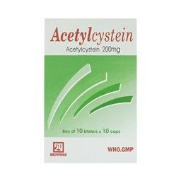 Thuốc Acetylcystein 200mg Nadyphar tiêu nhầy trong bệnh viêm phế quản, bệnh nhầy nhớt (10 vỉ x 10 viên)
