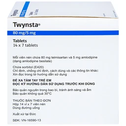 Thuốc Twynsta 80mg/5mg Boehringer điều trị tăng huyết áp vô căn (14 vỉ x 7 viên)