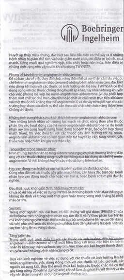 Thuốc Twynsta 40mg/5mg Boehringer điều trị tăng huyết áp vô căn (14 vỉ x 7 viên)