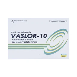 Thuốc Vaslor 10 Davi Pharm giảm cholesterol và triglycerid trong máu (4 vỉ x 7 viên)