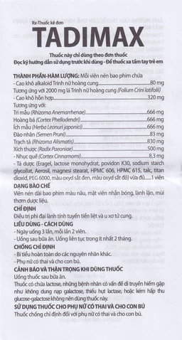Thuốc Tadimax Danapha điều trị phì đại lành tính tuyến tiền liệt và u xơ tử cung (2 vỉ x 21 viên)