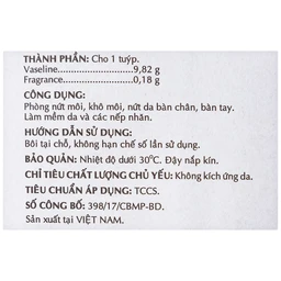 Kem dưỡng ẩm Vaseline Pure OPC hương dâu làm mềm, chống nứt nẻ (10g)