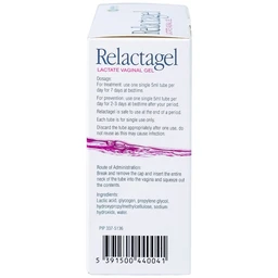 Gel phụ khoa Relactagel Lactate Vaginal (7 tuýp x 5ml) hỗ trợ điều trị viêm phụ khoa, phòng ngừa tái phát viêm âm đạo