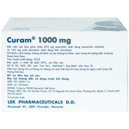 Thuốc Curam 1000mg Sandoz điều trị nhiễm khuẩn (10 vỉ x 8 viên)