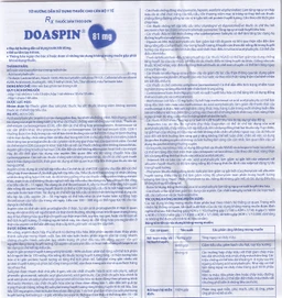 Thuốc Doaspin 81mg Domesco dự phòng huyết khối tim mạch và mạch não (100 viên)