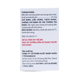 Thuốc Doaspin 81mg Domesco dự phòng huyết khối tim mạch và mạch não (100 viên)